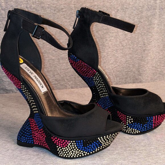 Steve Madden Sparkly Multi Colour Stiletto Heel Shoes Gimmick - Picture 6 of 8